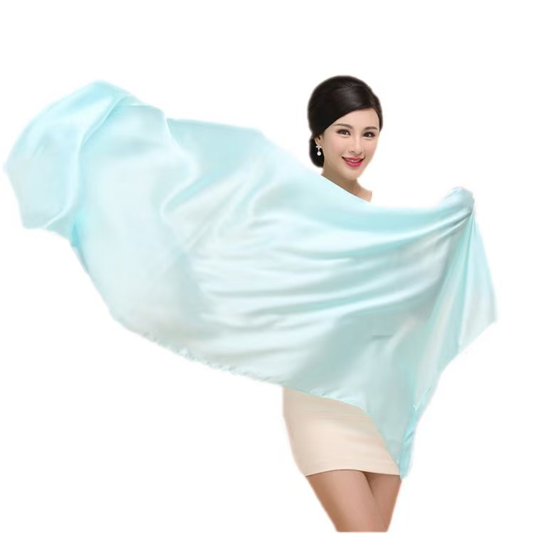 K824 Pure color satin imitation silk scarf for women Summer sunscreen scarf fashionable and versatile long air conditioning shawl wholesale