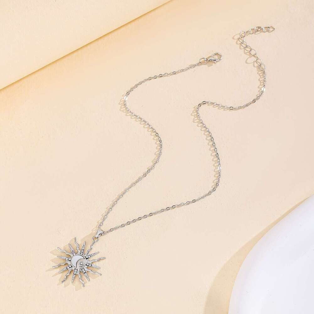 Fashion alloy moon pendant for accessories niche and versatile sun set star necklace