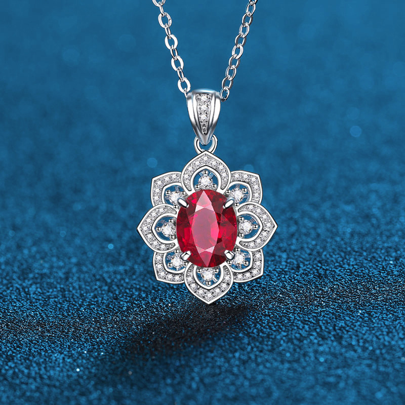 Vintage-inspired Ruby, Blue, and Green Simulated Gemstone Necklace with S925 Silver Pendant, Stylish and Elegant Design, Perfect Gift for Best Friends