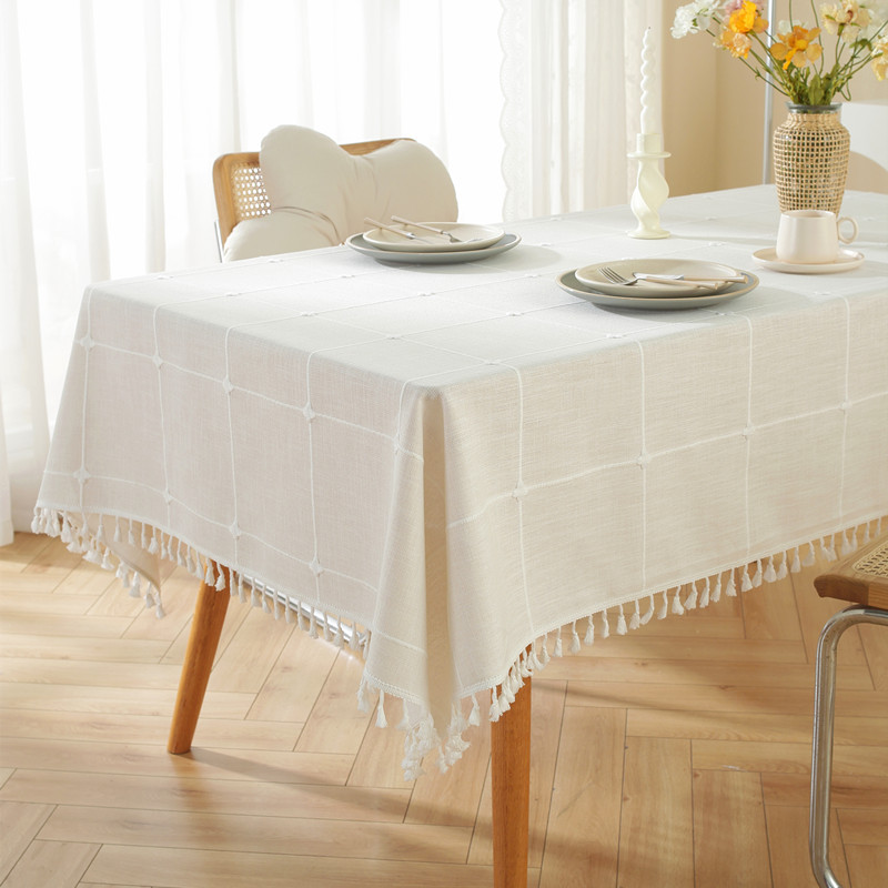 A663 American country retro tablecloth cotton linen style jacquard fabric flower and bird table cloth thickened coffee table cloth TV cabinet cover