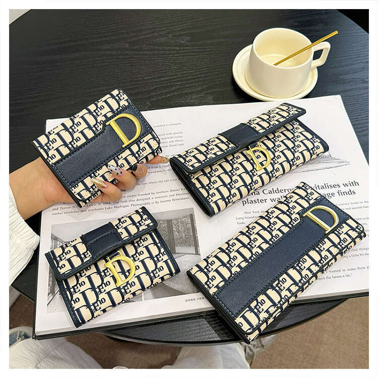 Wallet splicing, large three fold, multiple card slots, light luxury, trendy, fashionable, high-end, multifunctional leather wallet