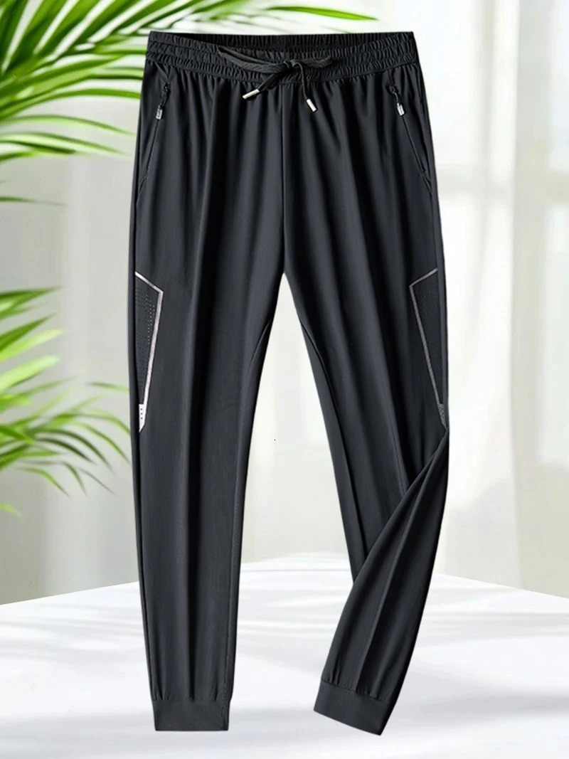 7XL Ice Silk Pants for Men Summer Lightweight Quick Dry Cooling Stretchy Casual Daily Trousers Drawstring Sweatpants 250513Z