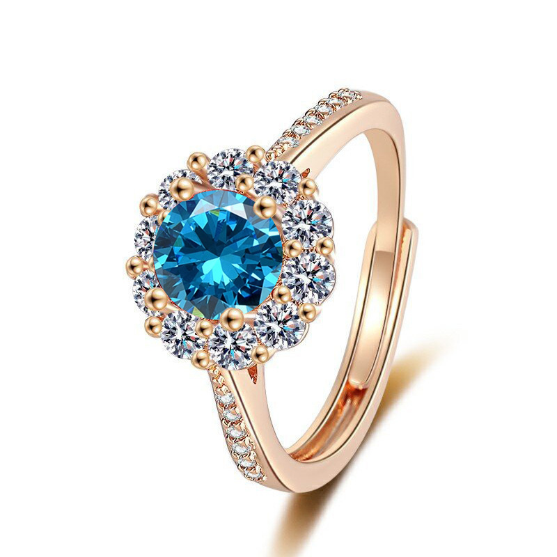Cross border live streaming hot collection brilliant galaxy 925 silver plated champagne gold ring earrings necklace bracelet jewelry four piece set