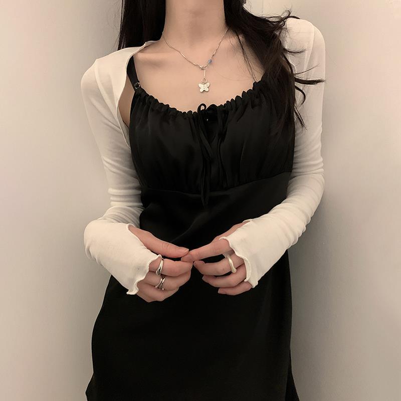 DR105 niche design outerwear long-sleeved shoulder blouse for women in spring versatile mesh