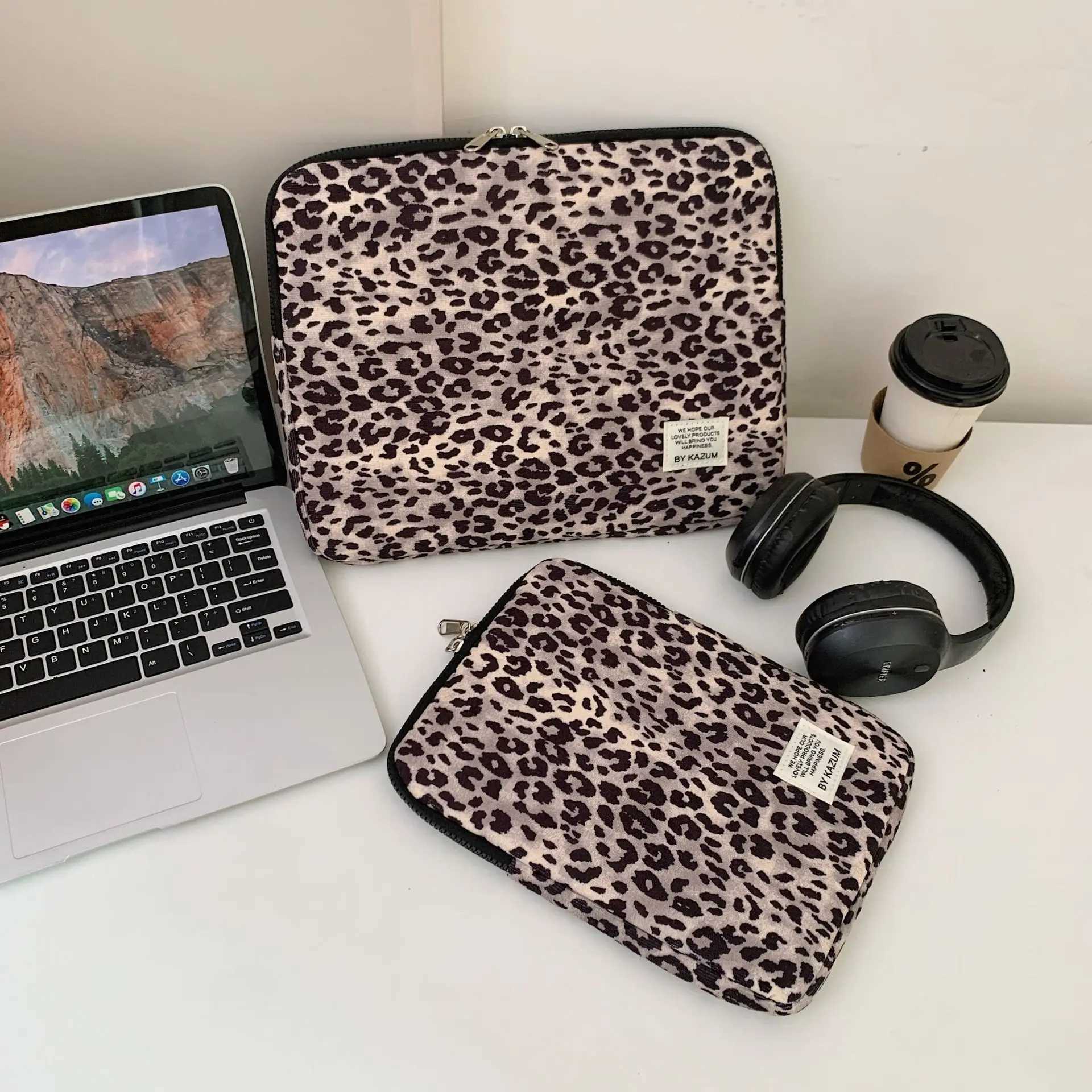 Leopard Print Notebook Laptop Bag Case Pouch 13.3 13.6 14 15 15.6 Inch Notebook Sle Cover Bag Shockproof Bag Z250525