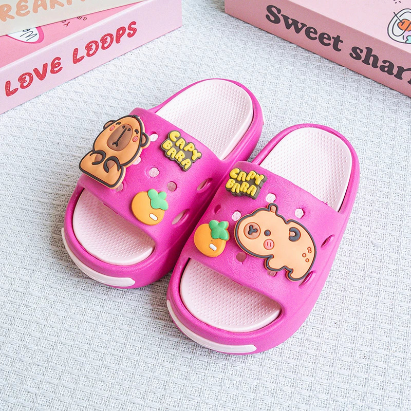 Cartoon Orange Kapibara Versatile Girls Eva Slippers Fashionable Double Soft-Soled Non-Slip Sandals 831 250522