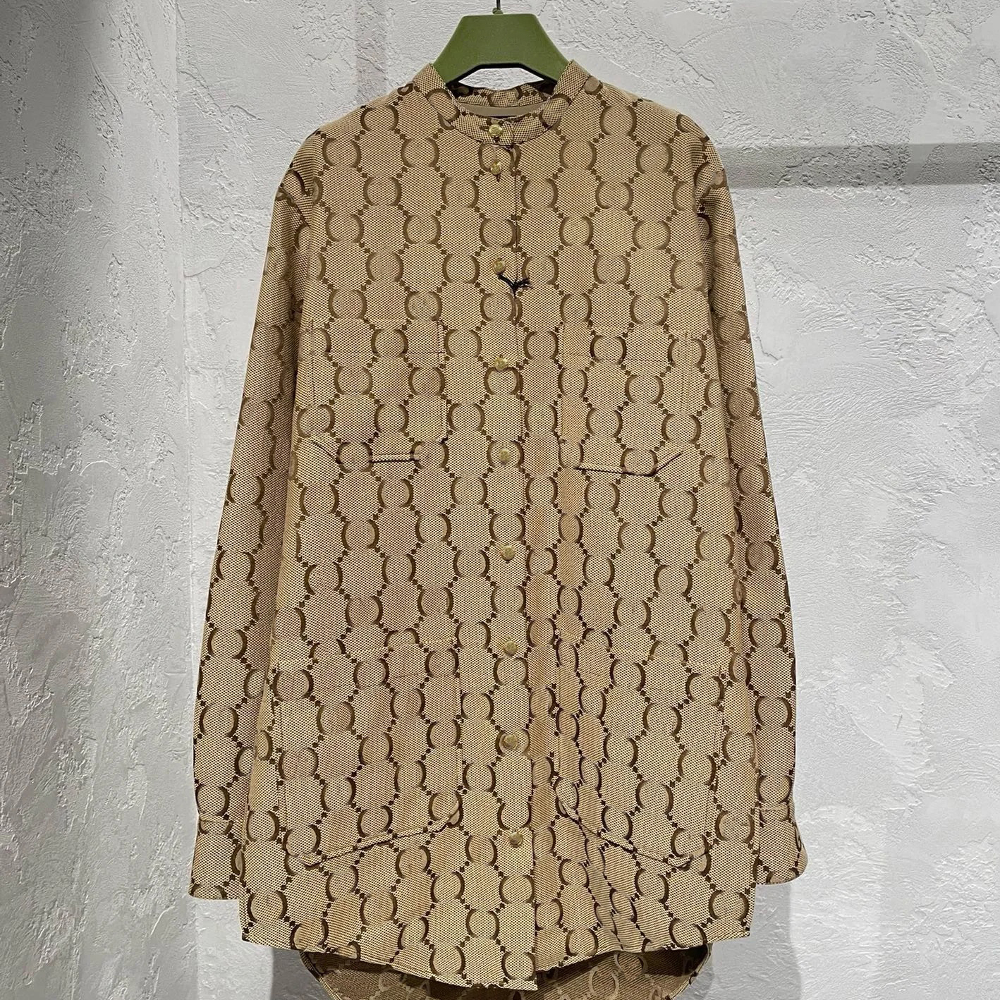 2023 Designer Ladies Casual Shirt Long Shirt Dress Casual Shirt Cardigan Women Khaki Casual Jacquard Shirt Coat G Letter Long Sleeve Shirt Bowling Shirt M-XXXL