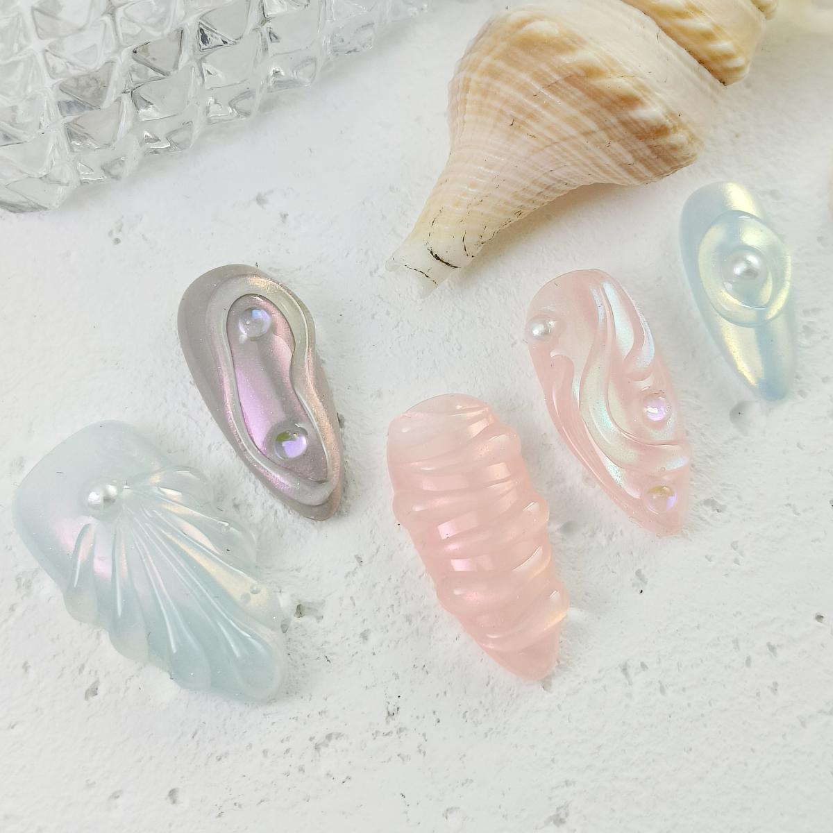 10pcs Handrawn 3D Handmade Press-on nails Medium Almond Nails Bundle Spring Summer Colorful Fake nails Finished nail stickers Free storage box jelly g