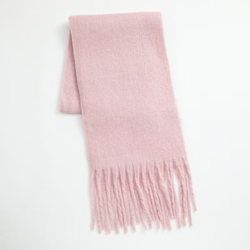 T802 cashmere scarf women's winter warm thick solid color men's scarf autumn and winter thick tassel wool scarf