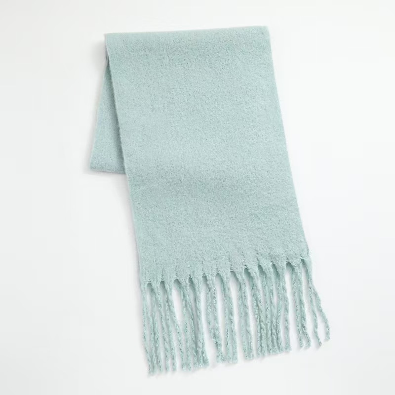 T802 cashmere scarf women's winter warm thick solid color men's scarf autumn and winter thick tassel wool scarf