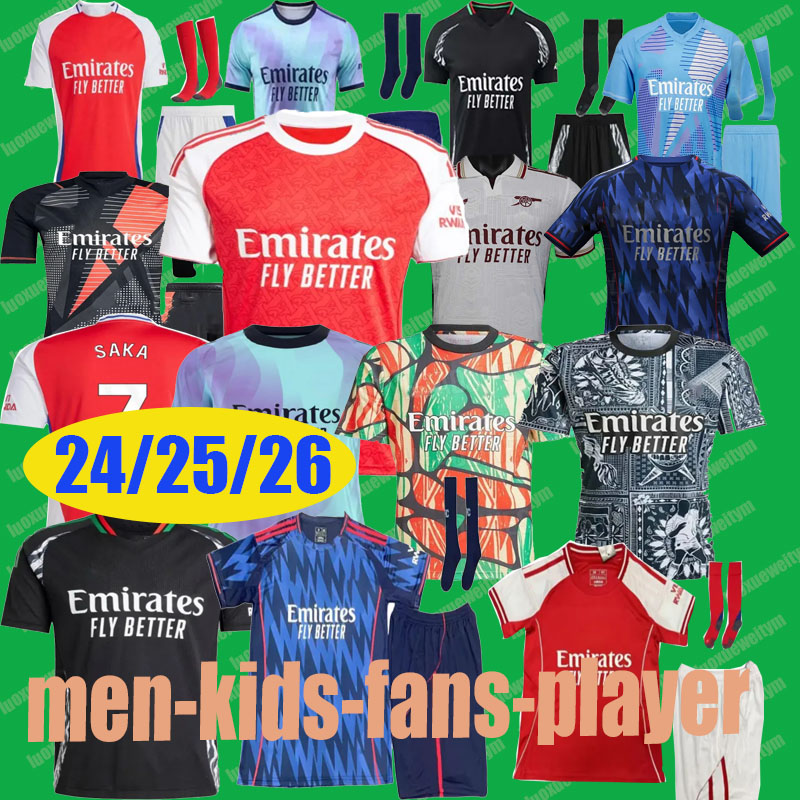 24 25 26 soccer jerseys arsenalfootball kits RICE SAKA MARTINELLI 24 25 26LEWIS SKELLY STERLING HAVERTZ SALIBA kids Nwaneri Gabriel HOME Football Shirt Kit uniform