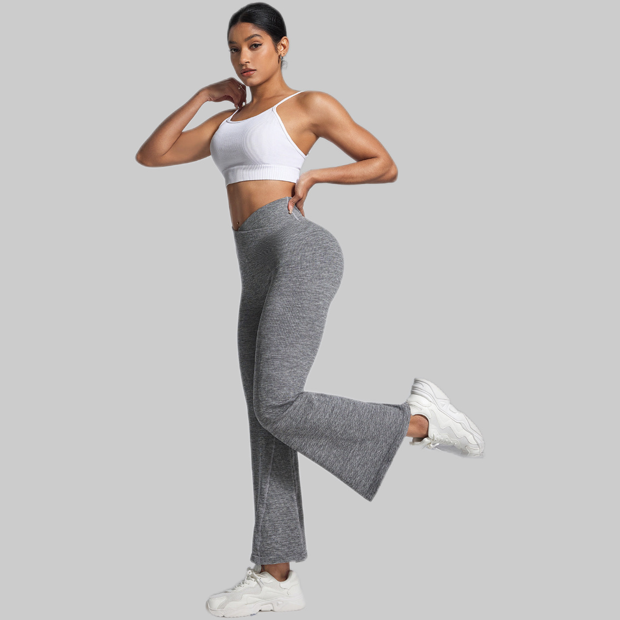 Cross Waist Sports Micro-horn Yoga Pants Seamless Thread Casual Fitness High Waist Hip Lift Sports Trousers