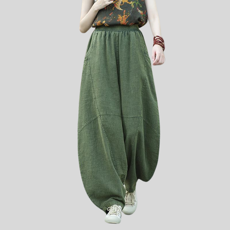 New best-selling high-quality ramie sand fried old loose casual pants women's bloomers literary retro cotton and linen meditation tai chi pants