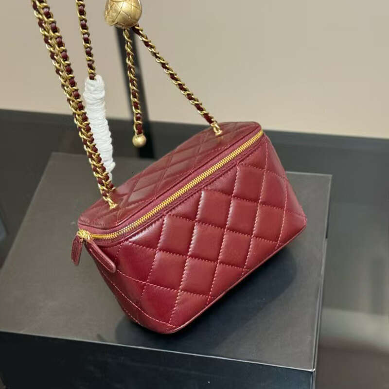 Mirror Makeup Bags Designer Crossbody Bags Women Fashion Shoulder Bag Burgundy Gold Ball Leather Handbags Case Bag Chain Cross Body