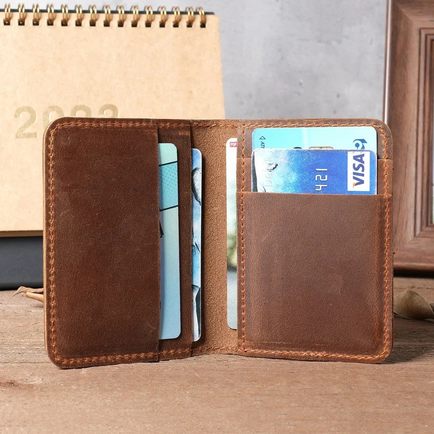 Handmade Leather Card Holder for Credit Card and Driver License Desinger Bifold Card Wallets License 7.5x10.5cm 250521