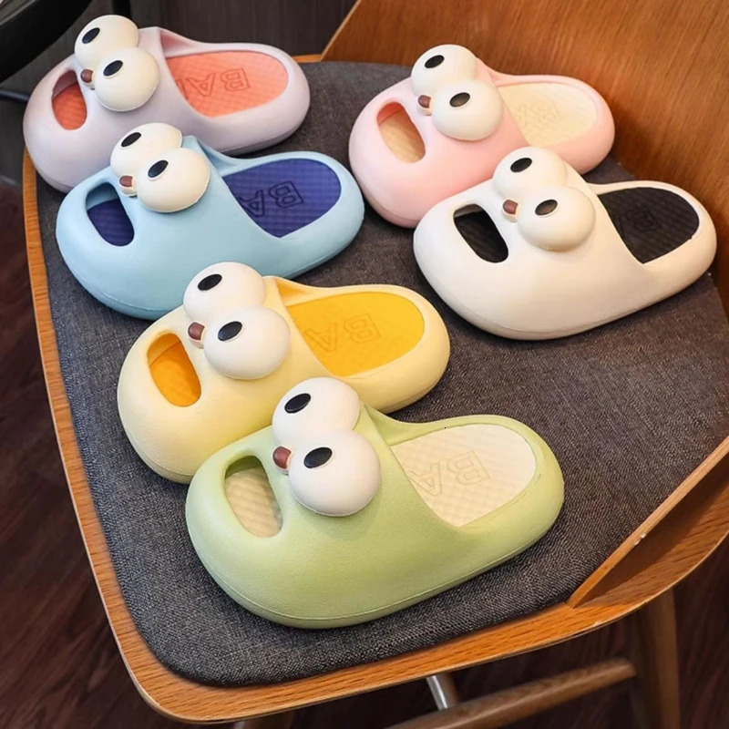Summer Bathroom Slippers 3-10 Years Old Children Slippers Cartoon Big Eyes Kid EVA Slippers Girls Home Slippers 250522