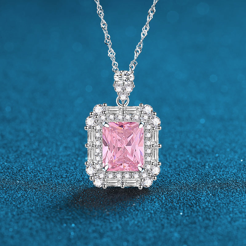 Elegant Red & Blue Gemstone Pendant Necklace, S925 Silver, with Diamond Accents, Fashionable Jewelry for Women