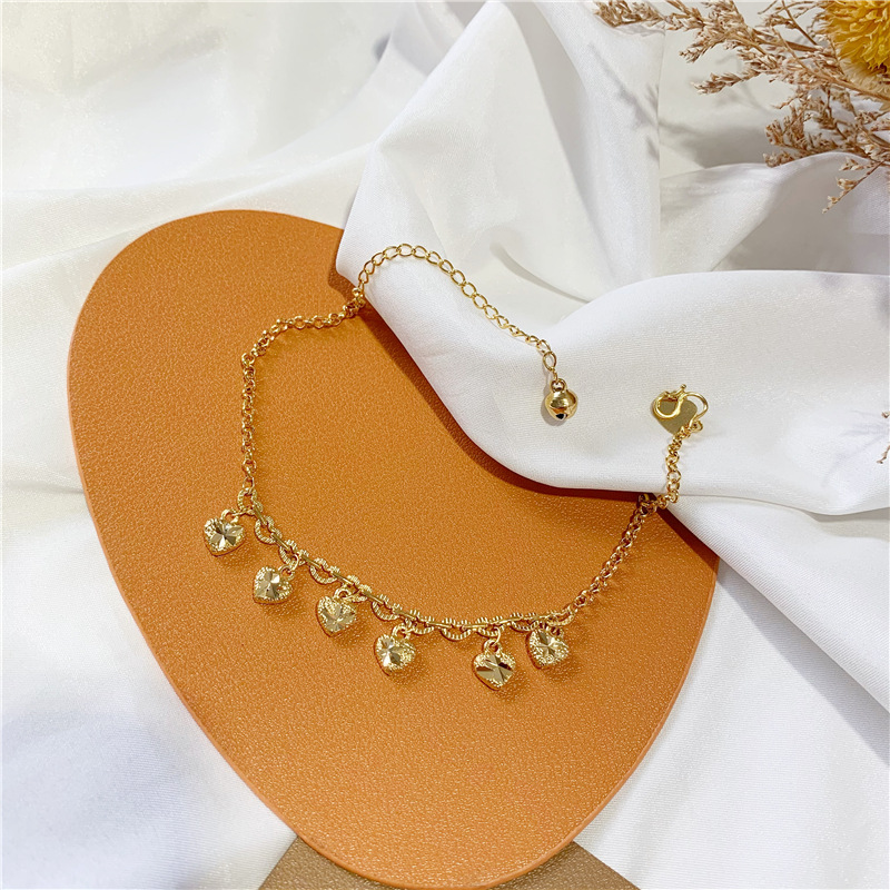 gold-plated womens with adjustable zirconia designer heart-shaped tennis chain beach pendant ankle bracelet fashion jewelry W241217