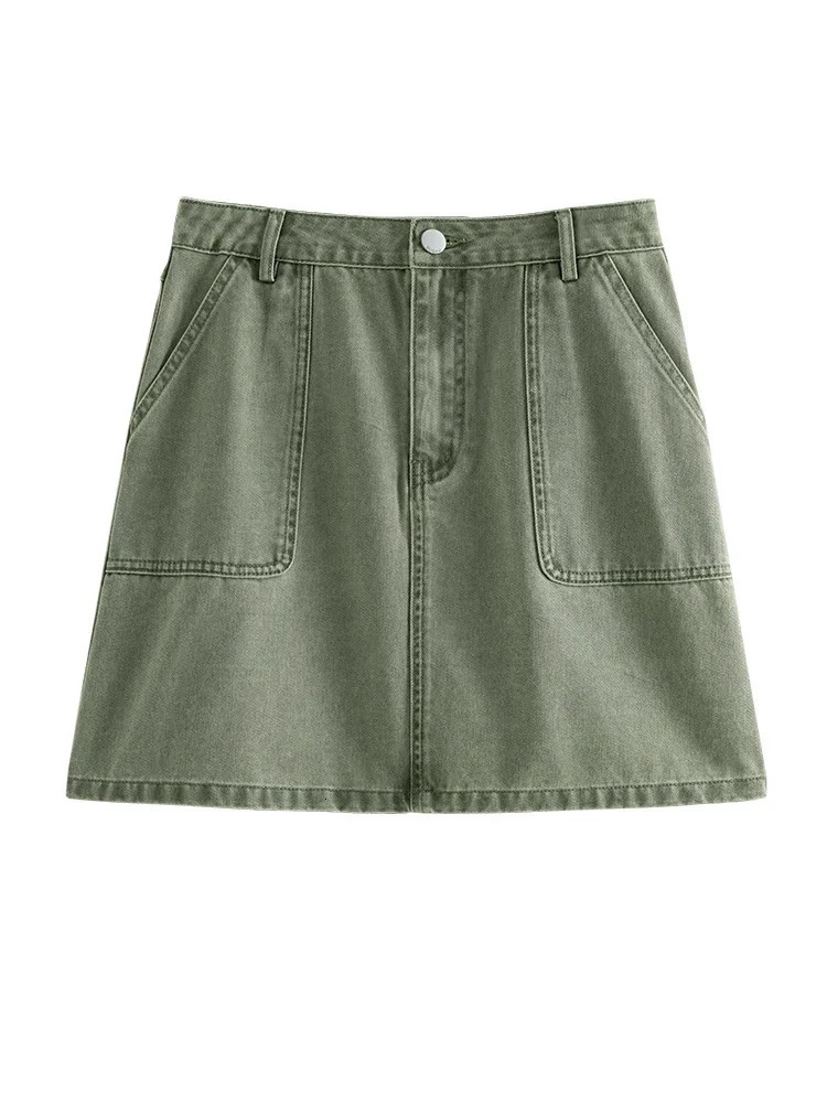 DUSHU Denim Skirt 100 Cotton Summer Mini Women High Waist AboveKnee Female Pink ALINE 24DS82678 250516Z