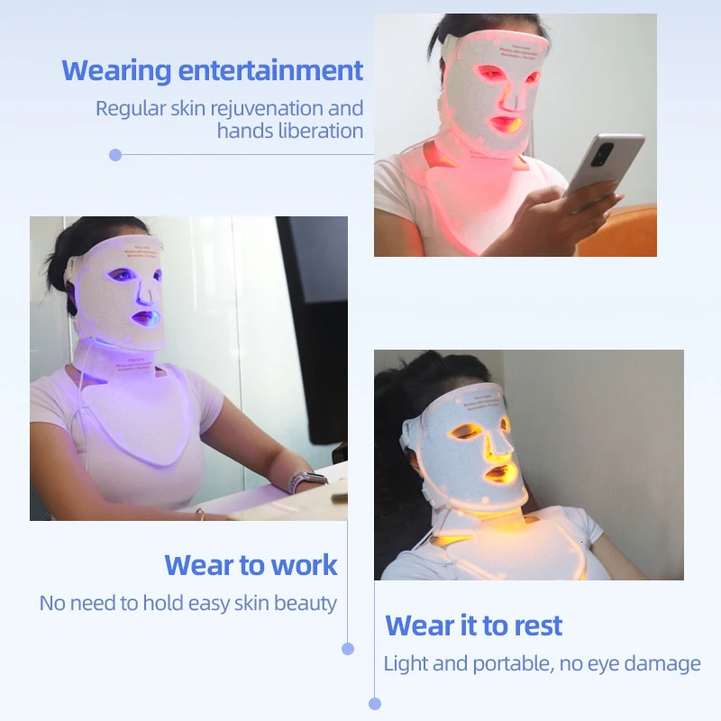 4 Colors LED Light Face Neck Mask Facial Skin Care Device 630nm 850nm Infrared Red Light Mask Skin Rejuvenation 250522