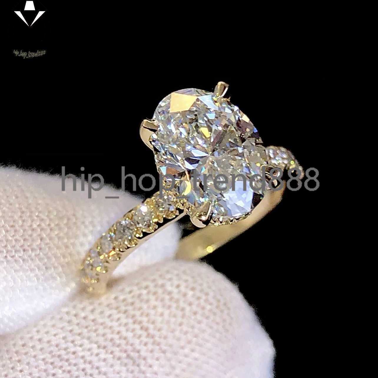 Hot Sale Real Gold 9K 14K S Sier Women Wedding Set Oval Cut Diamond Engagement Rings Moissanite