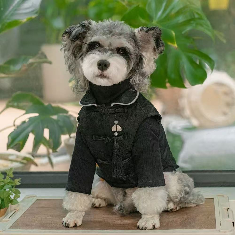 T00296 Chinese style dog clothes pet Tang suit vest autumn and winter comfortable anti-hair loss small dog Schnauzer cat clothes