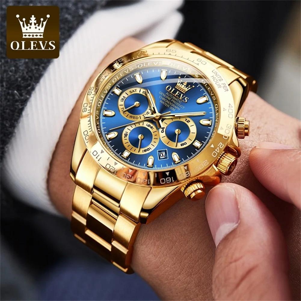 OLEVS 6638 TOP Automatic Mechanical Watch for Men Multi-function Chronograph Date Waterproof Original Watch Men 250603
