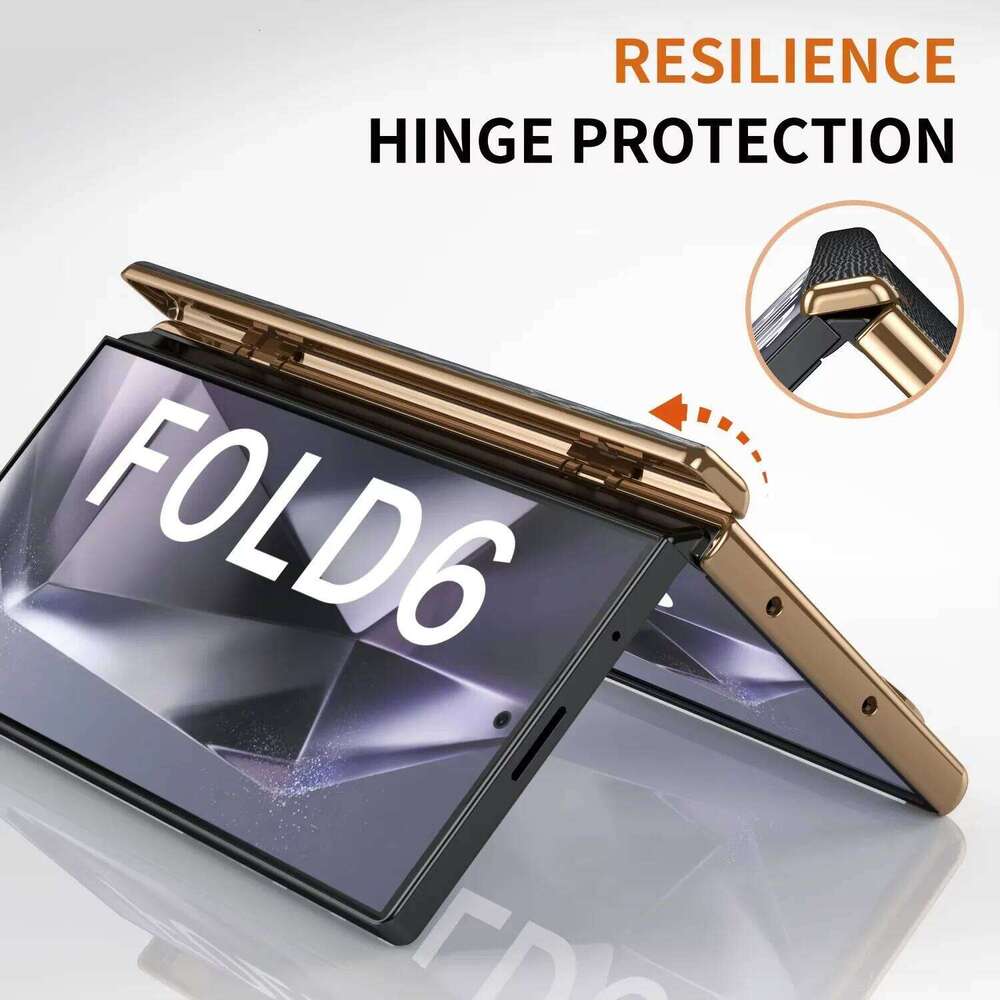Leather Retractable Wristband Holder Phone Case for Samsung Galaxy Z Fold 6 3 4 5 Full Screen Protective Shockproof Cover