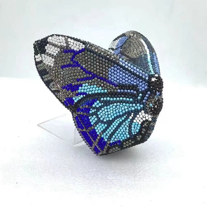 Butterfly Jewel Evening Clutch Purse Novelty Full Crystals Wedding Bridal Phone Purses for Women Handbags Chain Evening Bags 250519