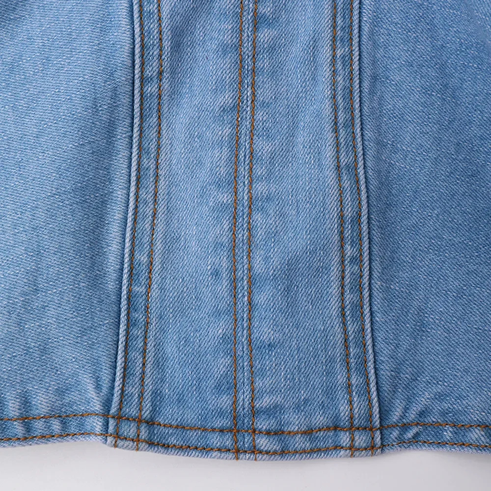 Denim Short Skirt for Women A Line High Waist Strecth Distressed Washed Zipper 2025 Mom Jeans Streetwear Ruffles Mini Skirts 250516Z