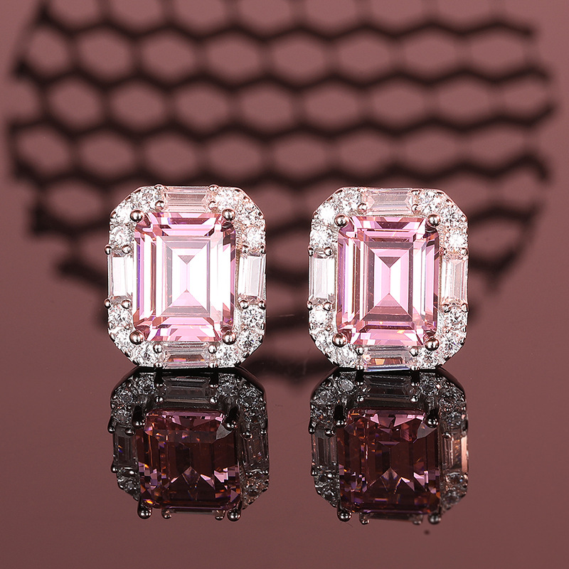 925 Sterling Silver Pink Sapphire Necklace, Earrings, and Ring Set with High-Quality Stones for Women, Elegant Luxury Jewelry Set