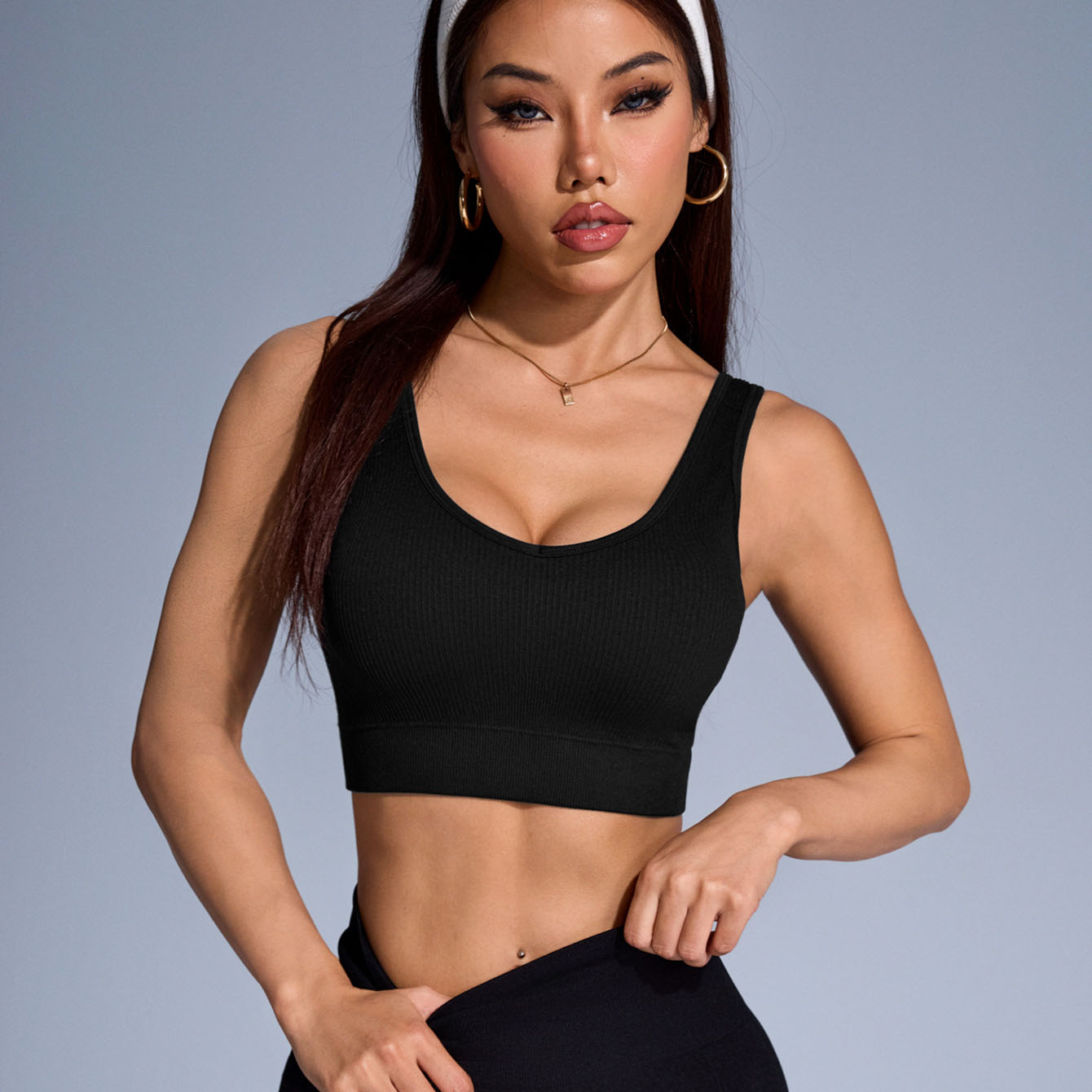 Solid Color Steel-free Seamless Beauty Back Hollow Cross Sports Bra High-strength Breast Collection Yoga Vest