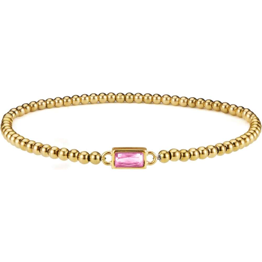 14K gold-plated birthstone bracelet, suitable women teenage girls, stackable exquisite jewelry, non color changing blue-green emerald, fashionable friendship