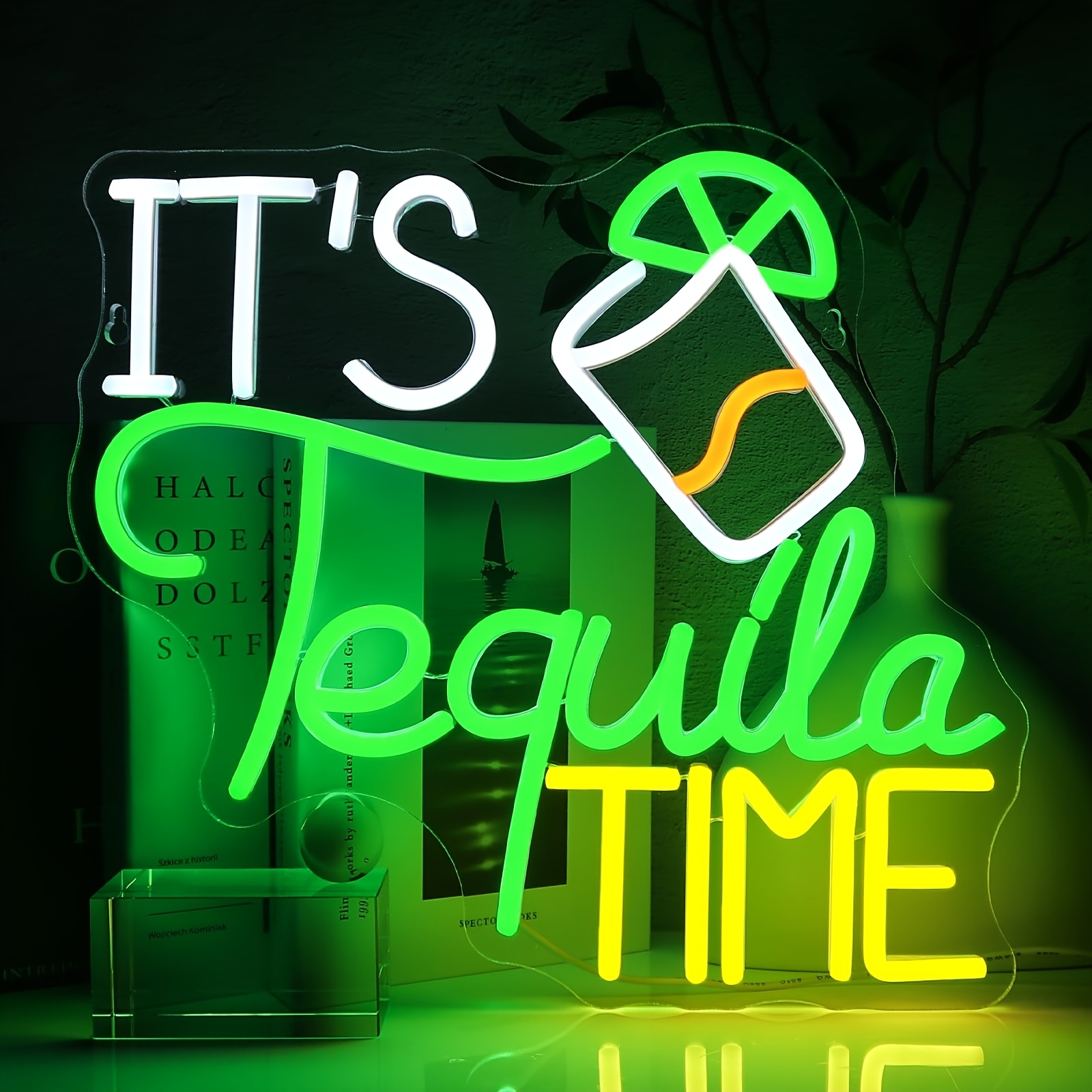 It Is Tequila Time Neon Sign for Wall Decor, Tequila Led Signs, USB Dimmable Neon Lights for Beer Bar Kitchen Restaurant Home Pub Party Man Cave Club 