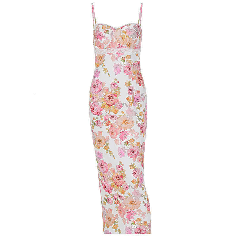 Maxi Dress Wind Women S Clothing Summer New Fashion Print Slim Fit Backless Camisole Dress Floral Dress