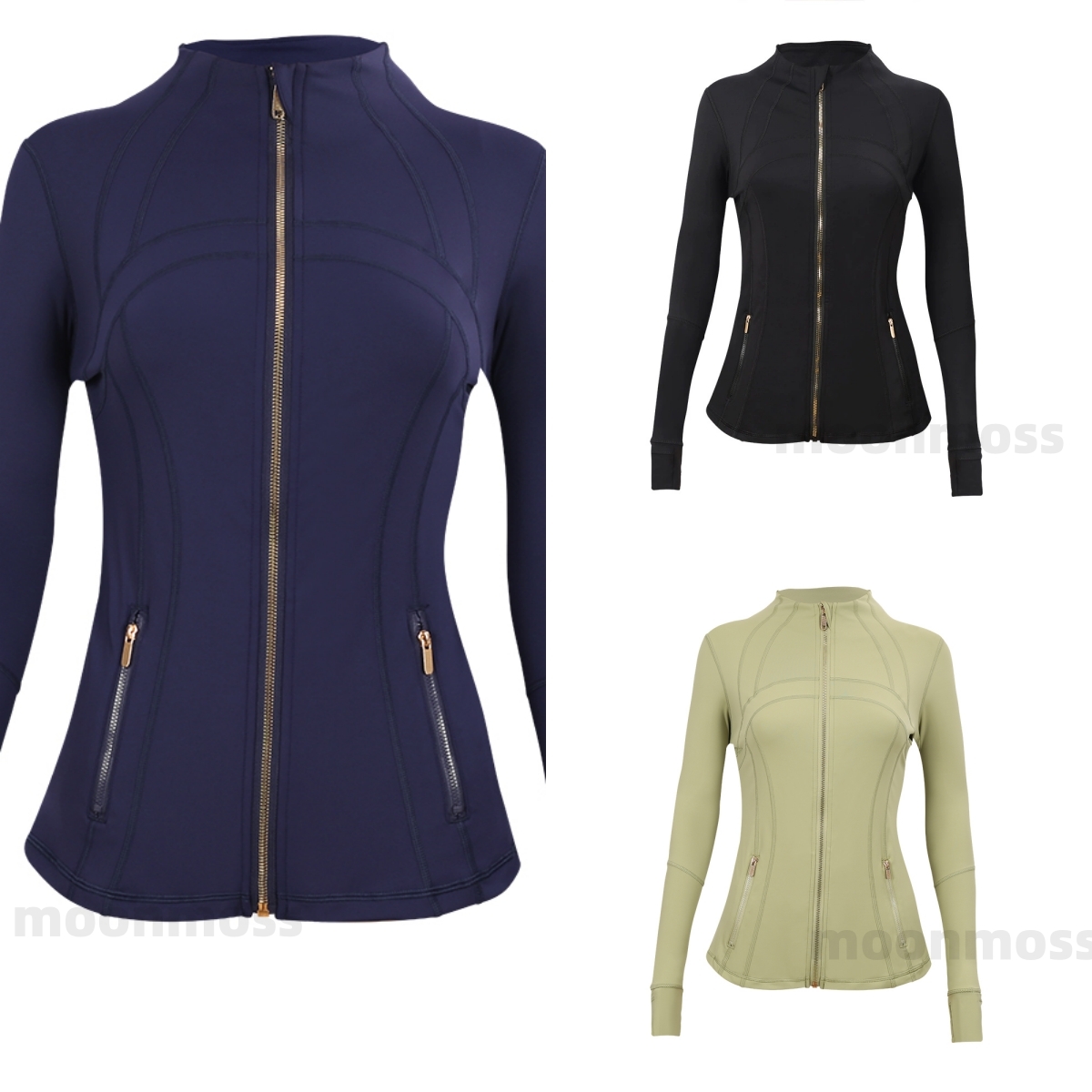 Women's Yoga Define With Gold Zipper Workout Sport Coat Fiess Gym Jacket Activewear Running Sports Top Golden Zip Up Training lululys lemolys jackets