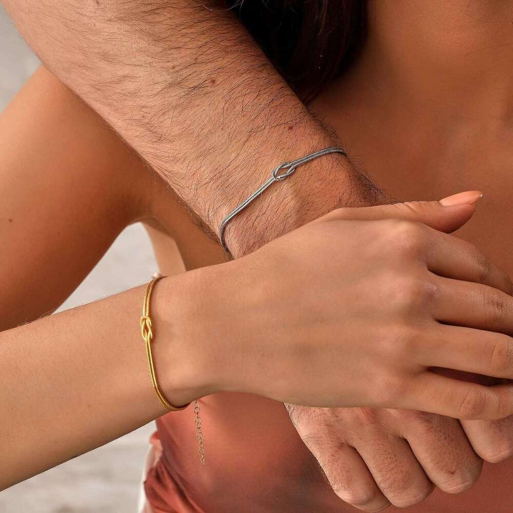 Women Matching for Couples 14K Gold Plated Love Knot Bracelet Dainty Forever Infinity Bracelets Friendship Jewelry Gifts
