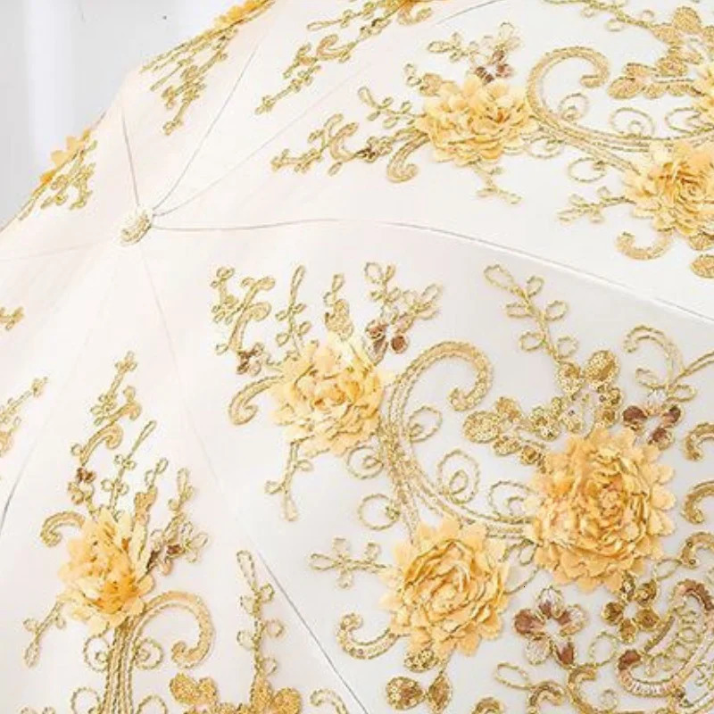 1pcs Lace Parasol AntiUV Folding Umbrella UPF50 Vintage Flower Embroidery Princess Gift Suitable fo 250517