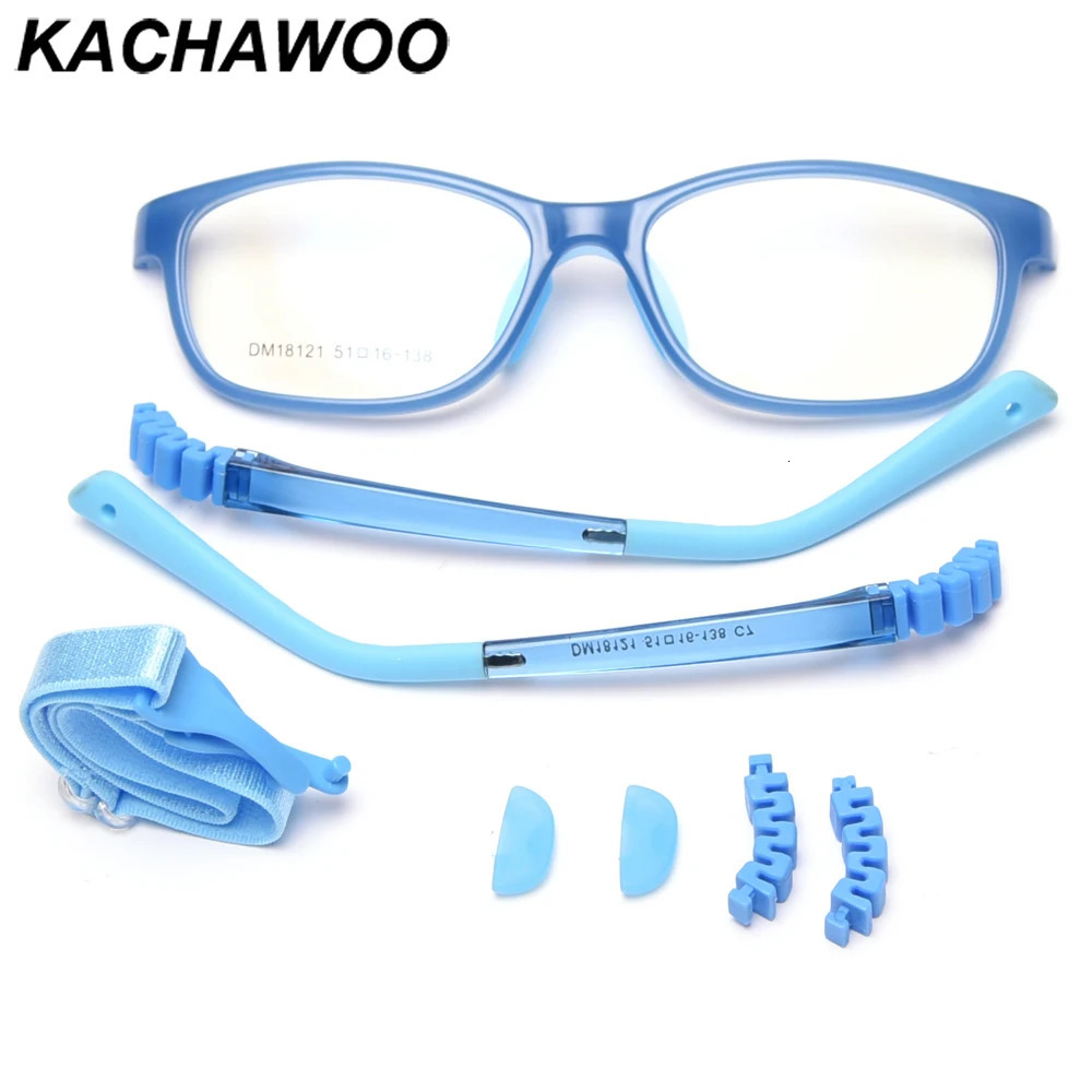 Kachawoo children square eyeglasses optical TR90 kids glasses frames flexible boys girls Protective silicone blue pink black 250521