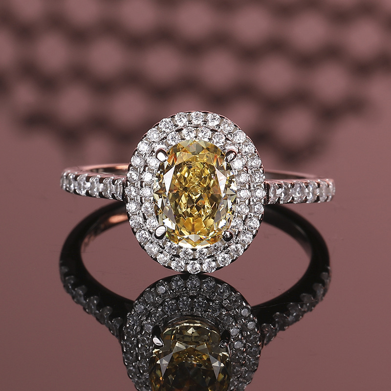 Sparkling 925 Sterling Silver Ice Flower Cut Yellow Diamond Jewelry Set with Necklace, Earrings, and Ring for Women
