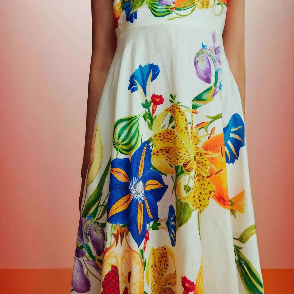 Maxi Dress Summer New Casual Long Skirt Beach Style Printed Large Pendant Dress For Women Floral Dress