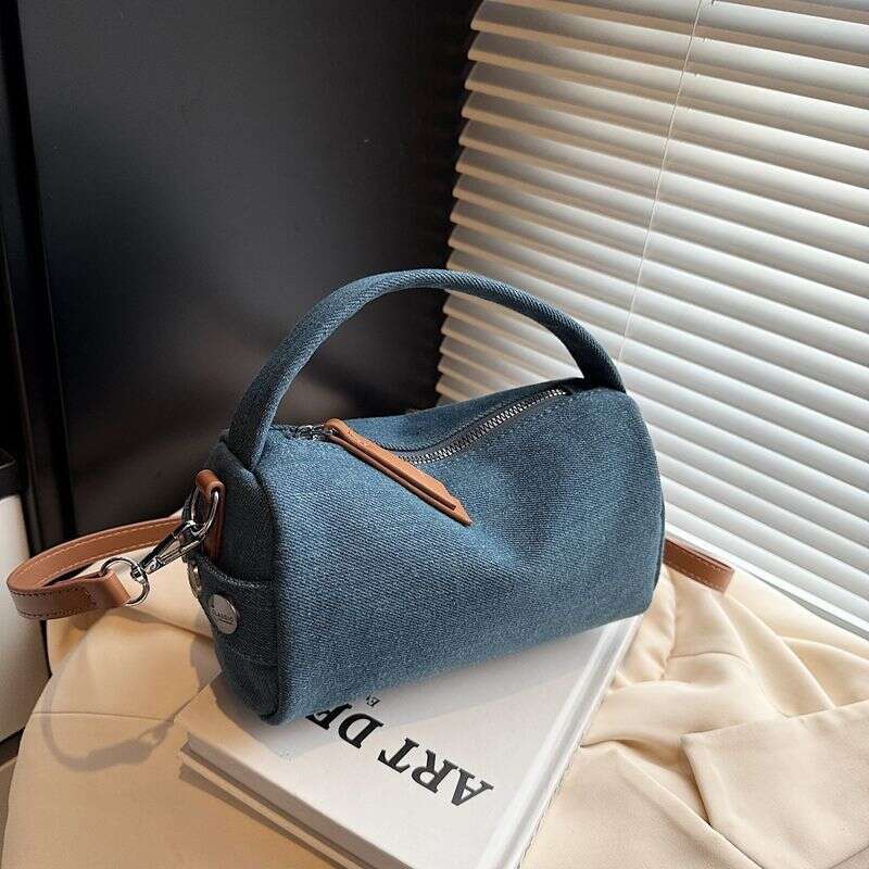 Niche Design Boston Denim Canvas for Women 2025 New Fashion Single Shoulder Crossbody Pillow Bag