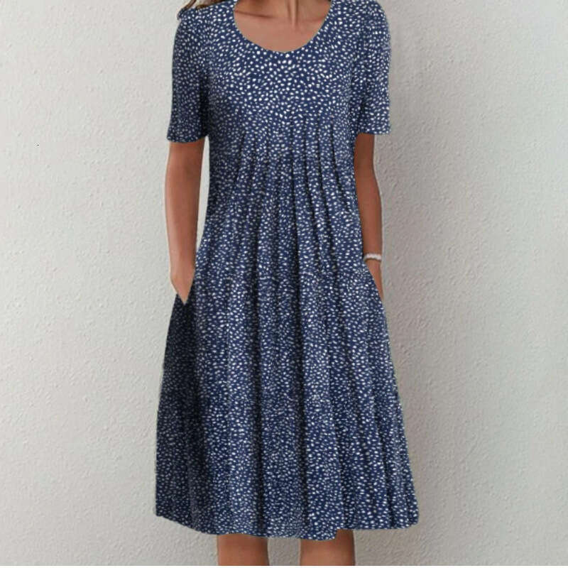 Maxi Dress TEMU Large Size Spring Summer Women S Elegant Big Swing Skirt Round Neck Printed Short Sleeve Dress Floral Dress
