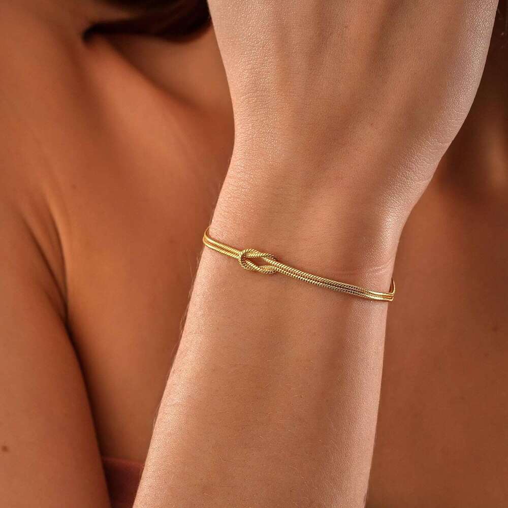 Women Matching for Couples 14K Gold Plated Love Knot Bracelet Dainty Forever Infinity Bracelets Friendship Jewelry Gifts