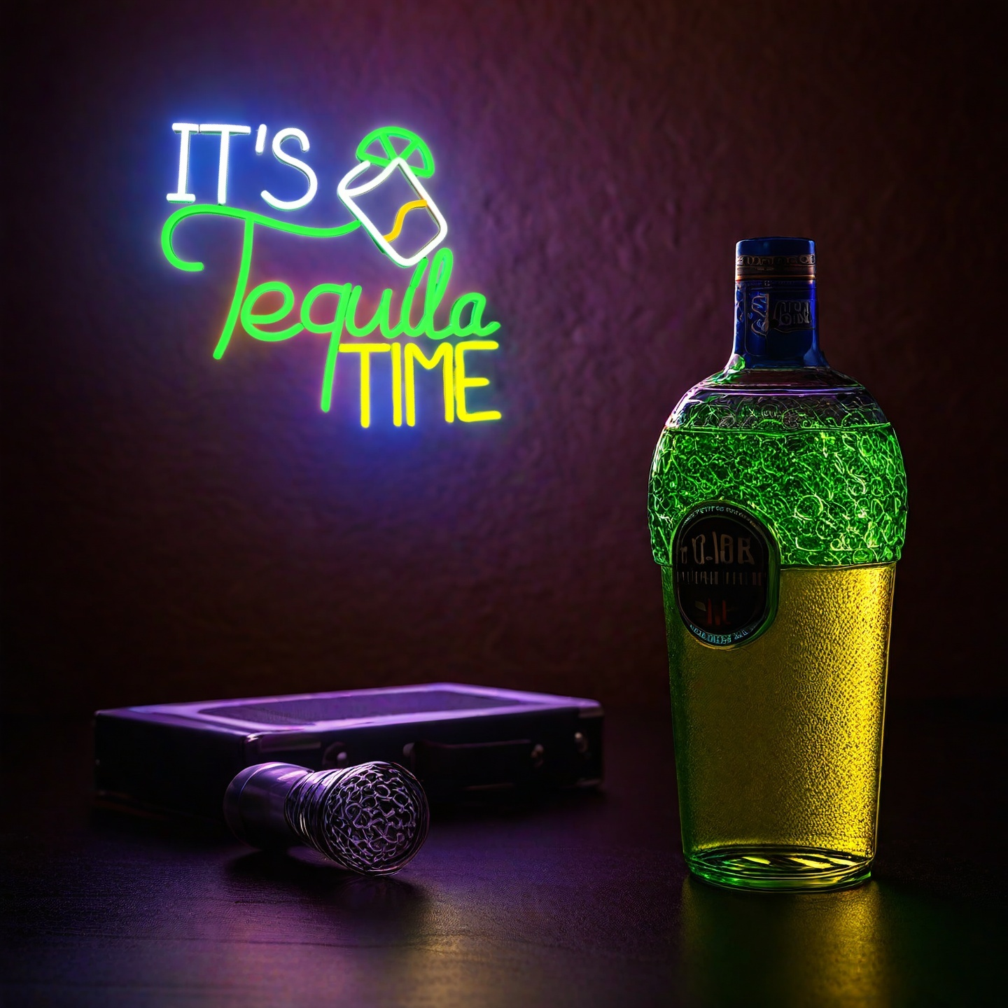 It Is Tequila Time Neon Sign for Wall Decor, Tequila Led Signs, USB Dimmable Neon Lights for Beer Bar Kitchen Restaurant Home Pub Party Man Cave Club 