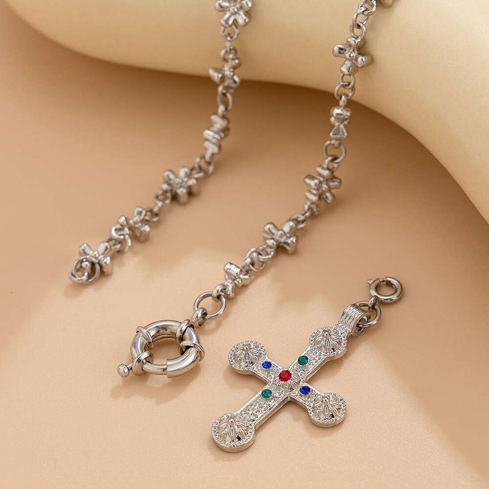 Personalized inlaid rhinestone Y shaped necklace set with cool style alloy collarbone chain