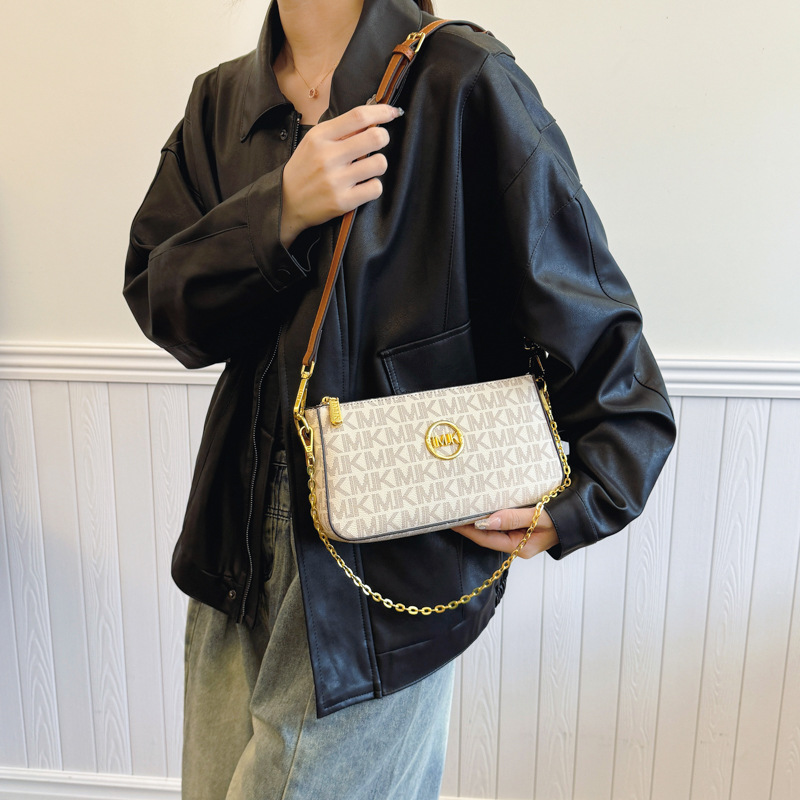 New fashionable and versatile women's bag single-shoulder crossbody bag printed chain small square bag for women 2025s hot