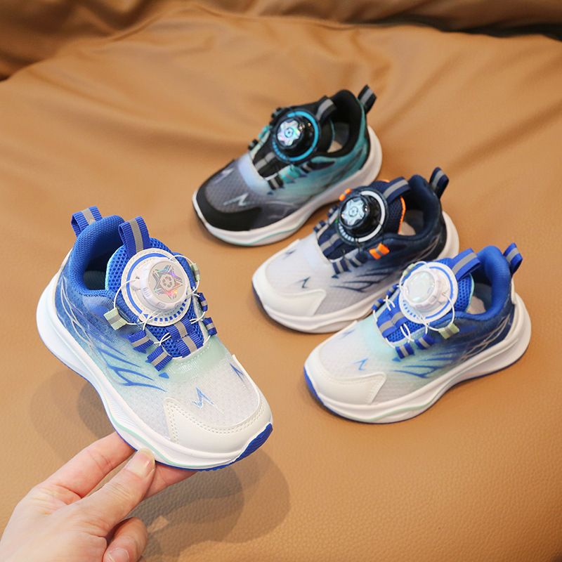 Toddler Sport Shoes Spring New Boy Basketball Rotating Buckle Kids Shoes Cutefeet Fashion Girl Light Running Trainer Shoes Sizes 21 - 32