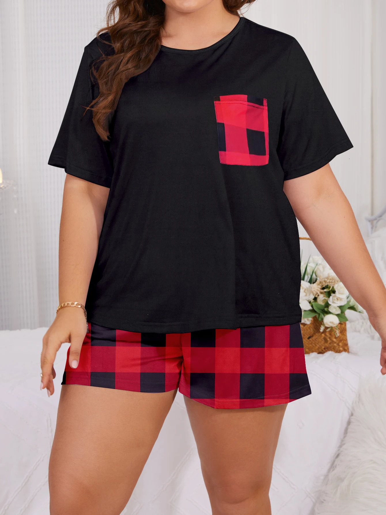 Plus size pajama set short sleeved shorts home clothing milk silk 2024 250513Z