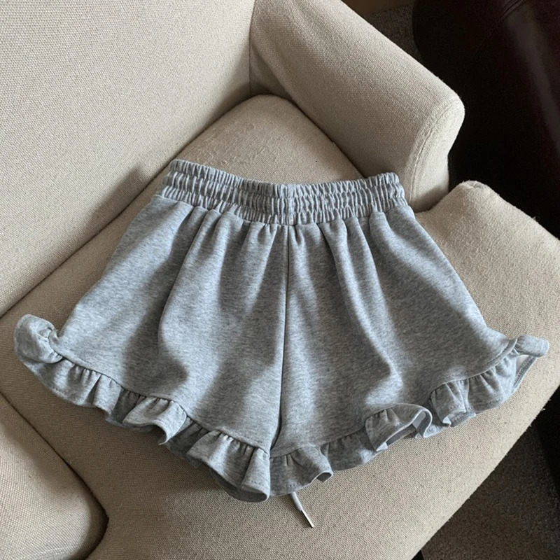 MEXZT Streetwear Black Shorts Women Fashion Ruffles Wide Leg Shorts Summer Korean High Waist Baggy Casual Sports Short Pants 250523